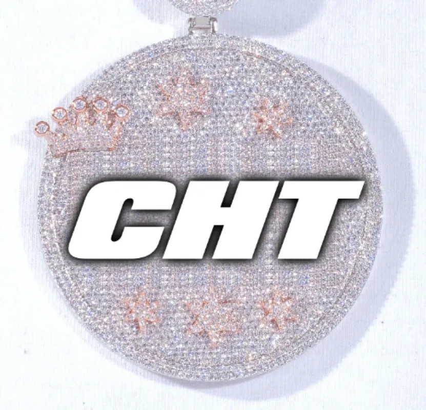 CUSTOM LETTER NECKLACE 3D BIG CROWN DISC sold by The GUU Shop