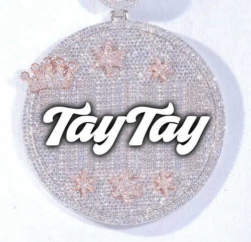 CUSTOM LETTER NECKLACE 3D BIG CROWN DISC sold by The GUU Shop