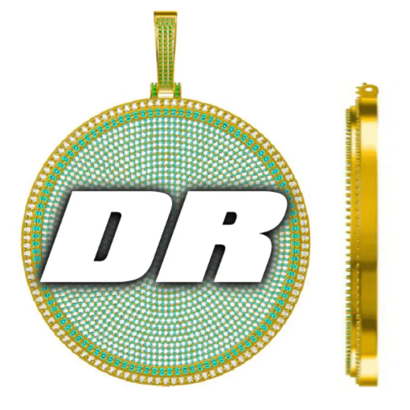 CUSTOM LETTER NECKLACE 3D BIG DISC sold by The GUU Shop