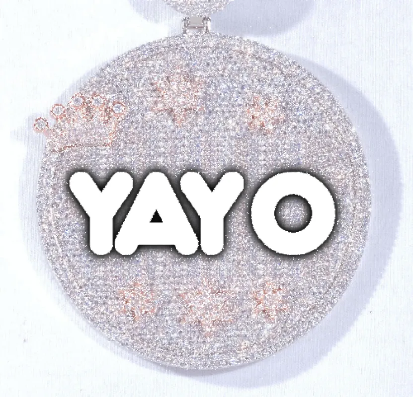 CUSTOM LETTER NECKLACE 3D BIG CROWN DISC sold by The GUU Shop