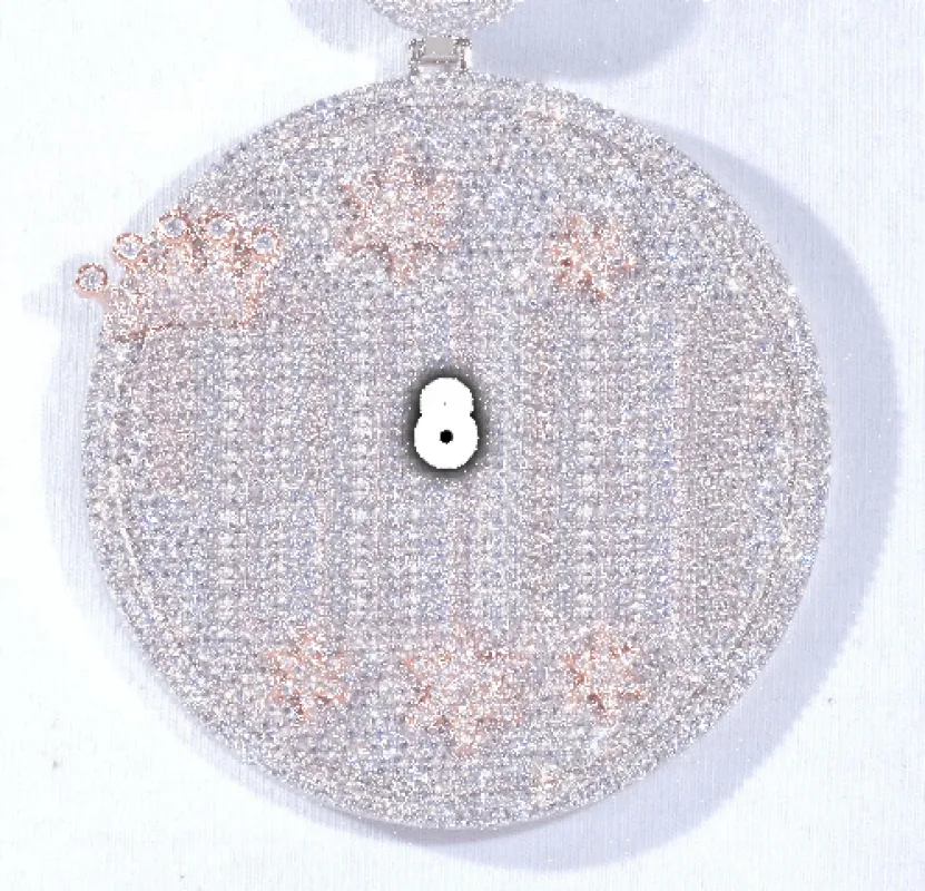 CUSTOM LETTER NECKLACE 3D BIG CROWN DISC sold by The GUU Shop