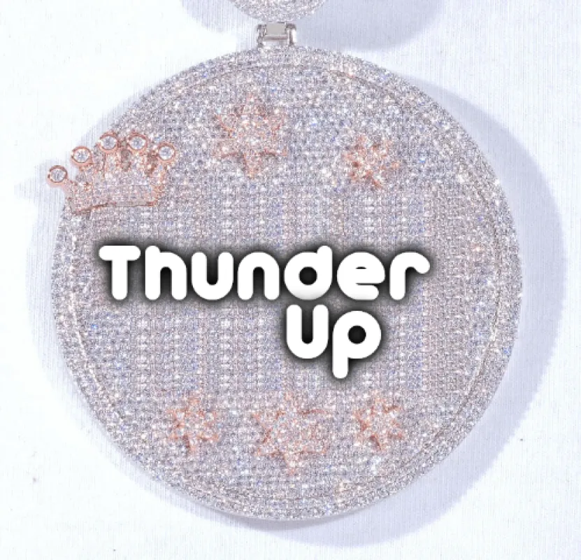 CUSTOM LETTER NECKLACE 3D BIG CROWN DISC sold by The GUU Shop