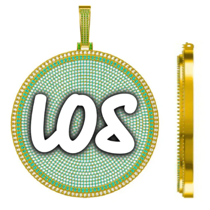 CUSTOM LETTER NECKLACE 3D BIG DISC sold by The GUU Shop