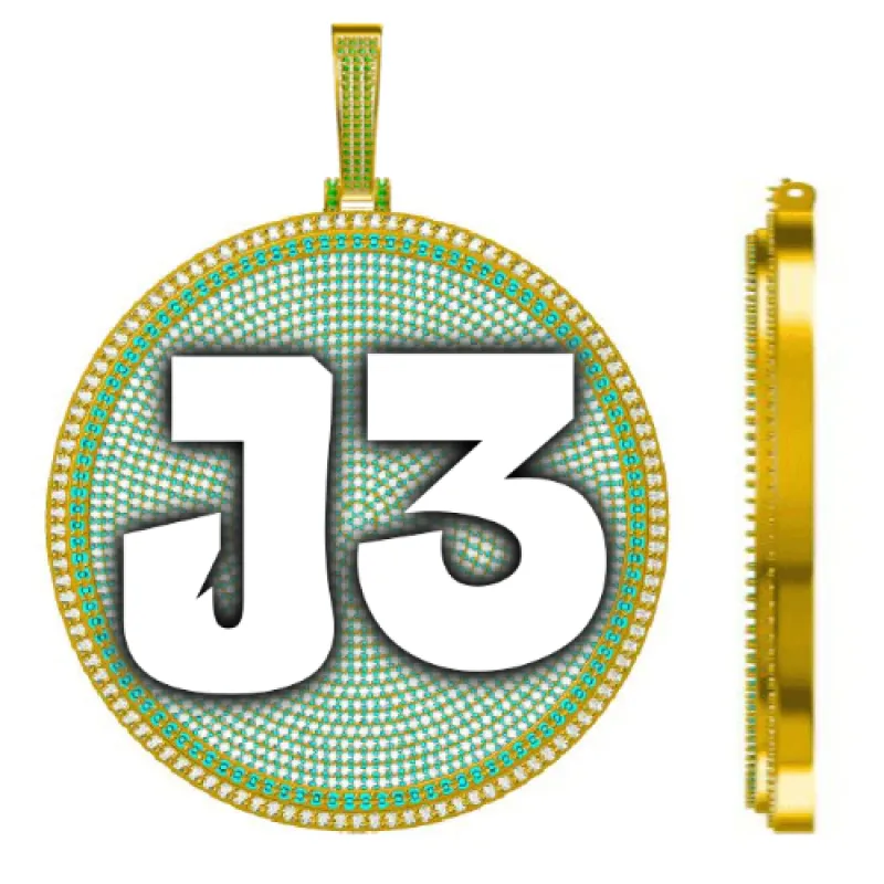 CUSTOM LETTER NECKLACE 3D BIG DISC sold by The GUU Shop