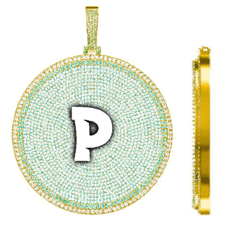 CUSTOM LETTER NECKLACE 3D BIG DISC sold by The GUU Shop