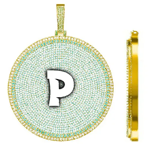 CUSTOM LETTER NECKLACE 3D BIG DISC sold by The GUU Shop