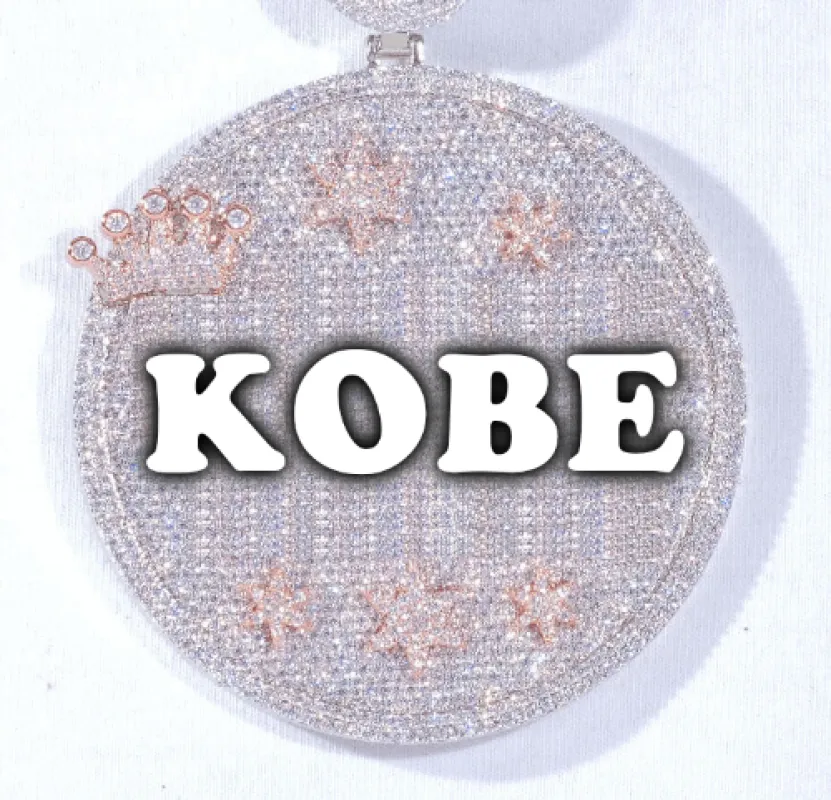 CUSTOM LETTER NECKLACE 3D BIG CROWN DISC sold by The GUU Shop