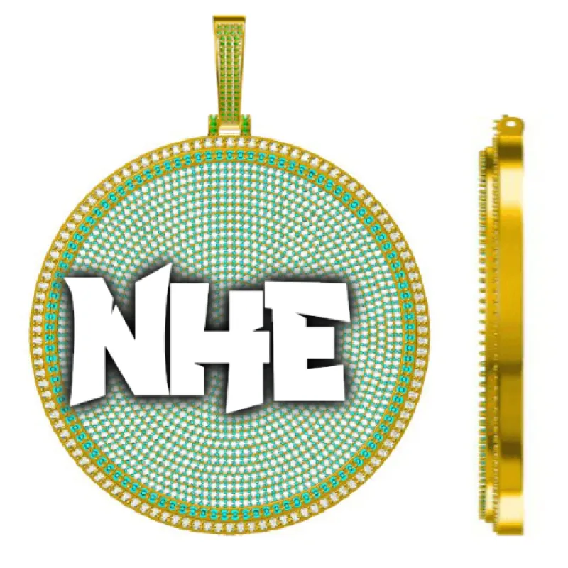 CUSTOM LETTER NECKLACE 3D BIG DISC sold by The GUU Shop