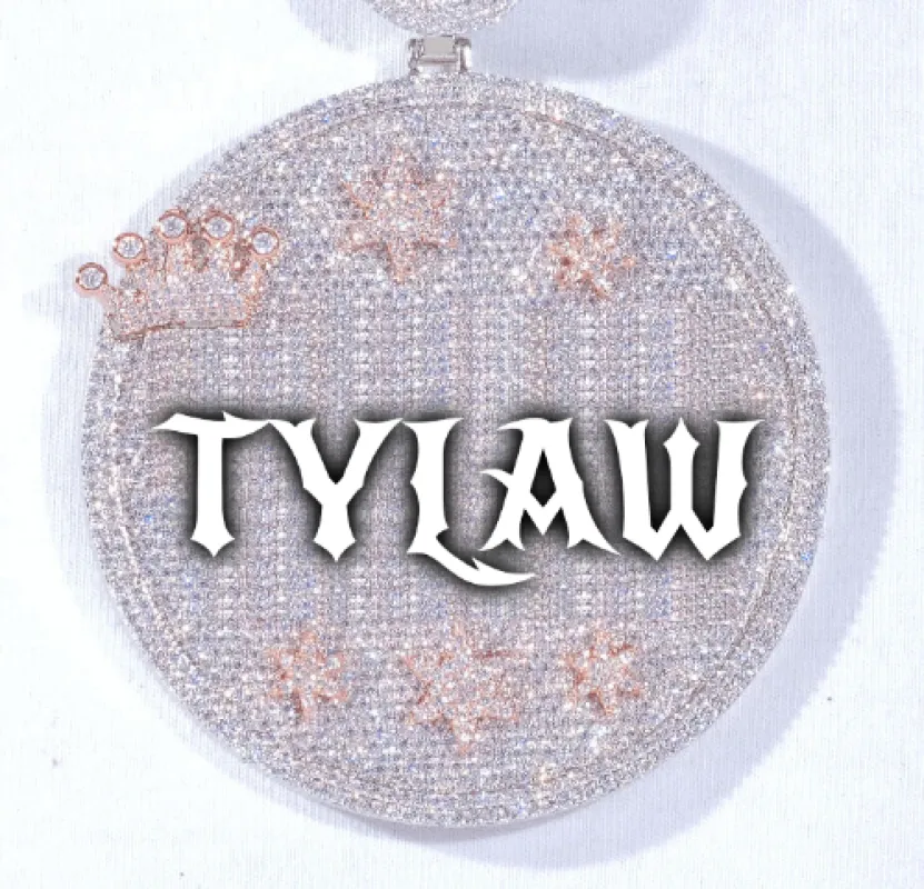 CUSTOM LETTER NECKLACE 3D BIG CROWN DISC sold by The GUU Shop