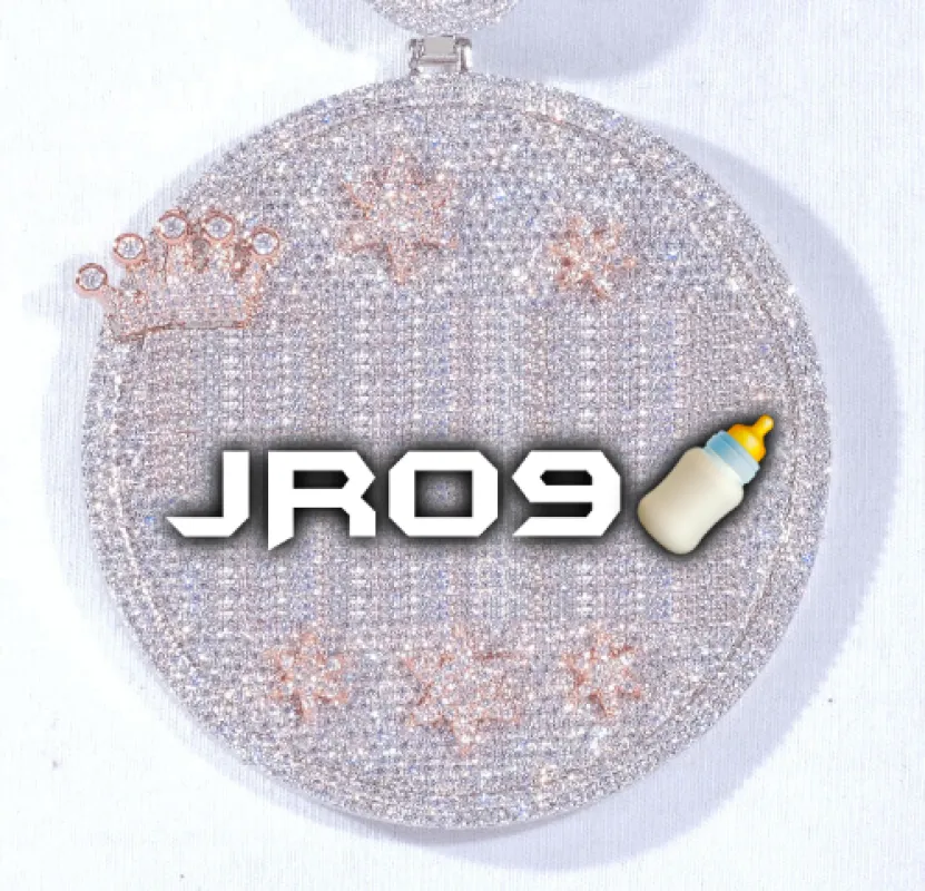 CUSTOM LETTER NECKLACE 3D BIG CROWN DISC sold by The GUU Shop