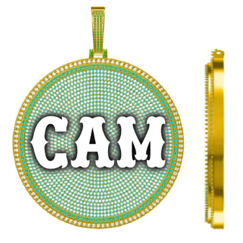 CUSTOM LETTER NECKLACE 3D BIG DISC sold by The GUU Shop