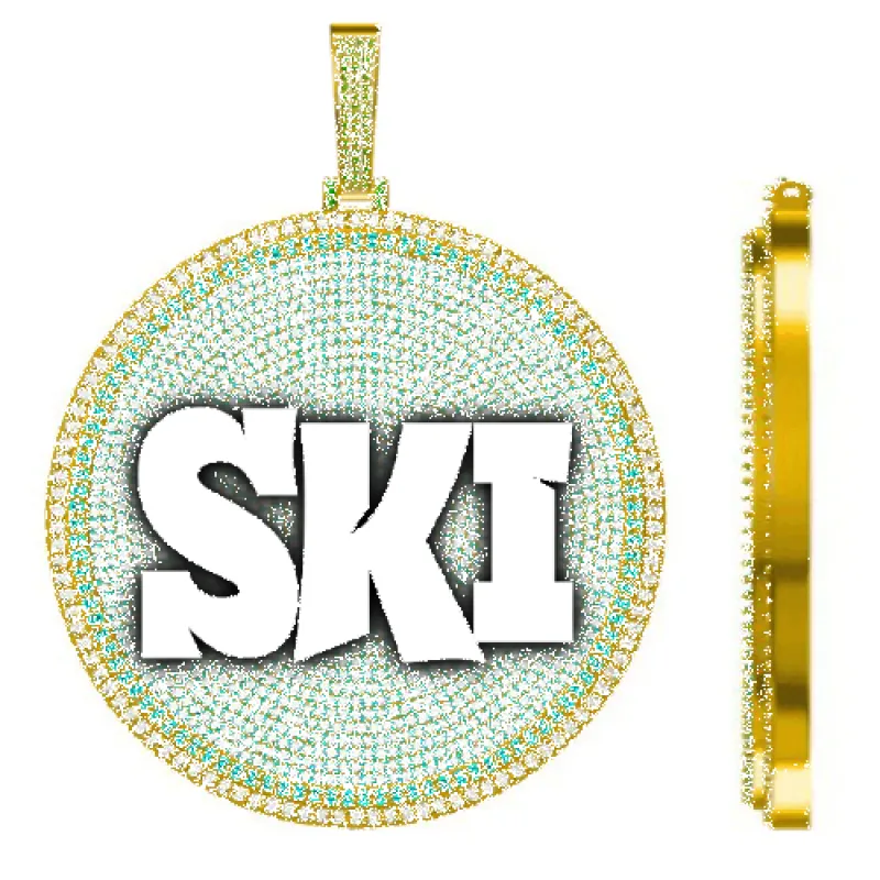 CUSTOM LETTER NECKLACE 3D BIG DISC sold by The GUU Shop