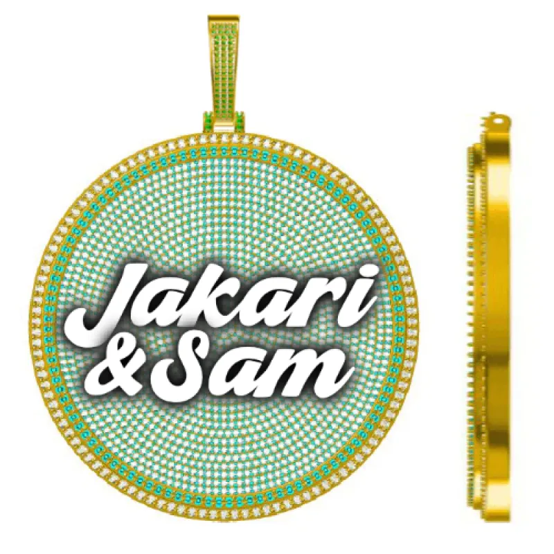 CUSTOM LETTER NECKLACE 3D BIG DISC sold by The GUU Shop