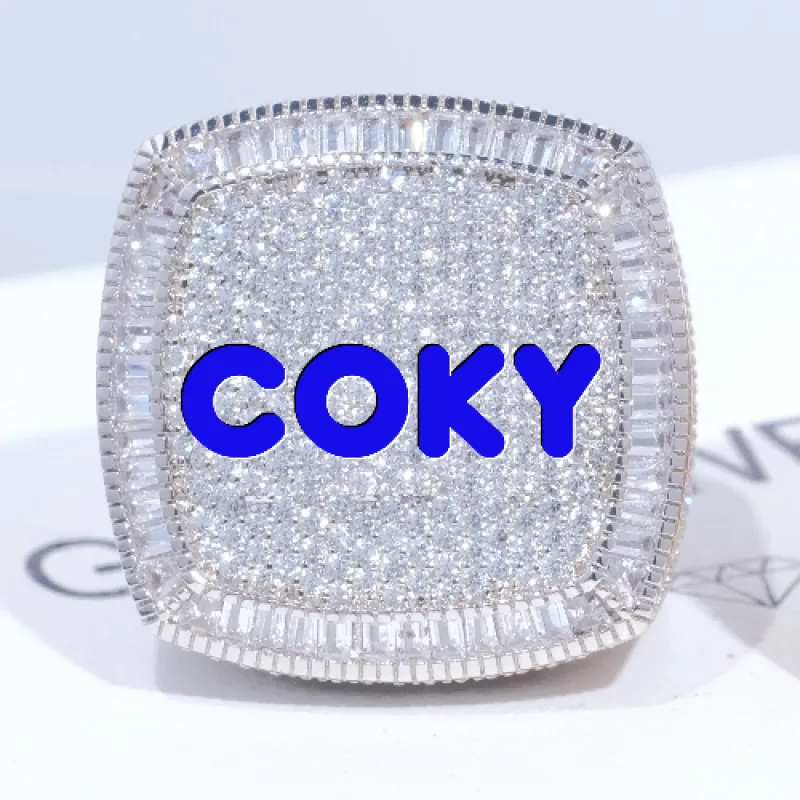 CUSTOM LETTER 3D ICED RING sold by The GUU Shop