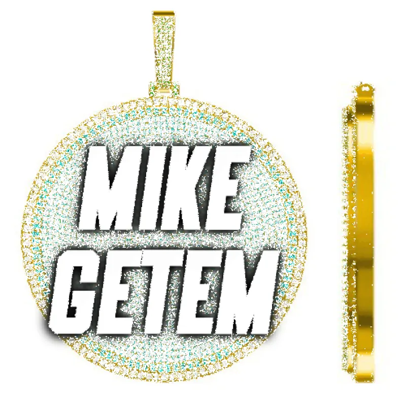 CUSTOM LETTER NECKLACE 3D BIG DISC sold by The GUU Shop