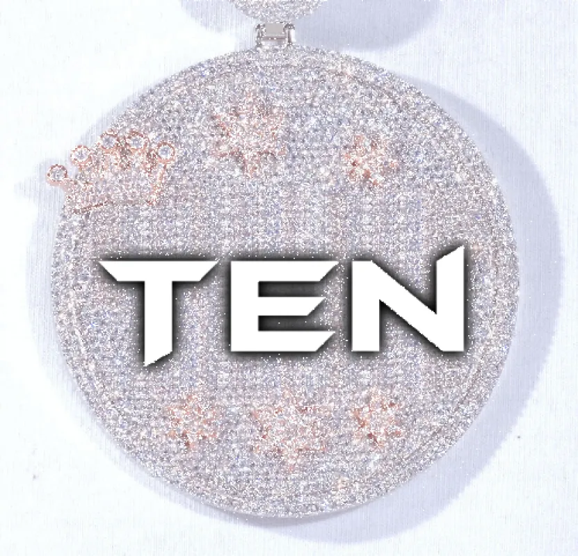 CUSTOM LETTER NECKLACE 3D BIG CROWN DISC sold by The GUU Shop