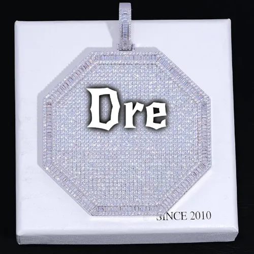 CUSTOM LETTER NECKLACE 3D BIG OCTAGON sold by The GUU Shop