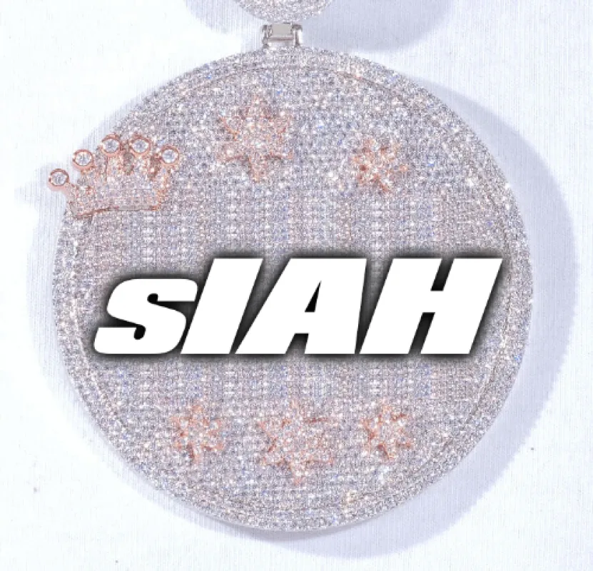 CUSTOM LETTER NECKLACE 3D BIG CROWN DISC sold by The GUU Shop