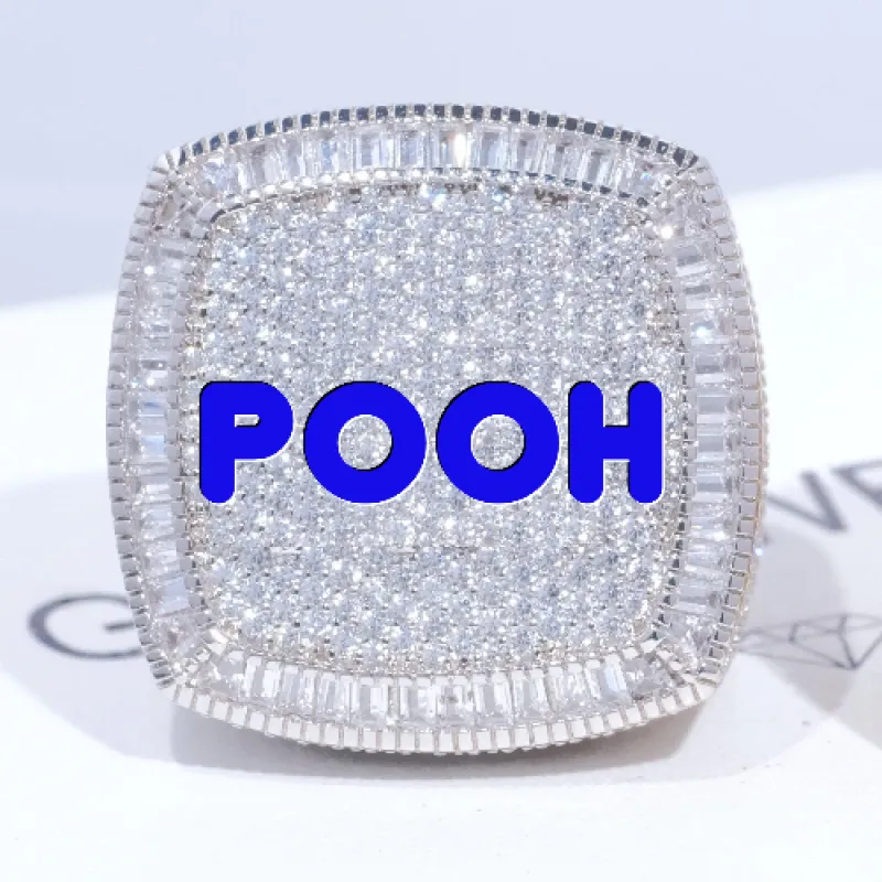 CUSTOM LETTER 3D ICED RING sold by The GUU Shop