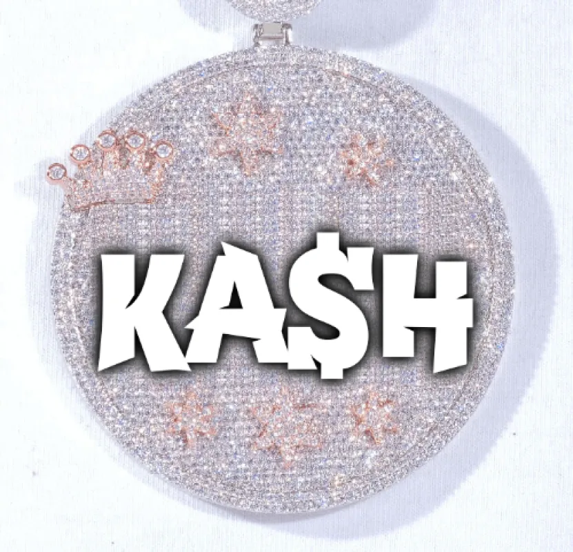 CUSTOM LETTER NECKLACE 3D BIG CROWN DISC sold by The GUU Shop