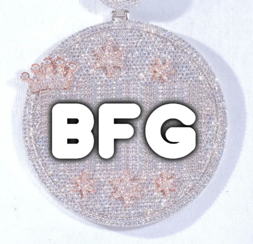 CUSTOM LETTER NECKLACE 3D BIG CROWN DISC sold by The GUU Shop