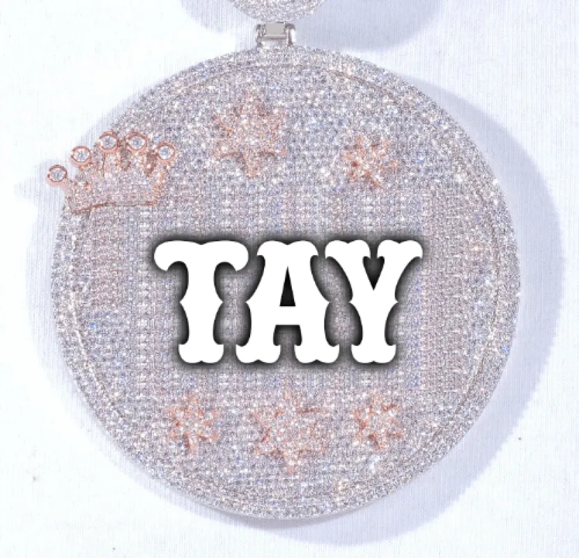 CUSTOM LETTER NECKLACE 3D BIG CROWN DISC sold by The GUU Shop