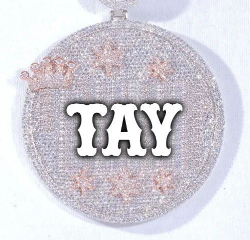 CUSTOM LETTER NECKLACE 3D BIG CROWN DISC sold by The GUU Shop