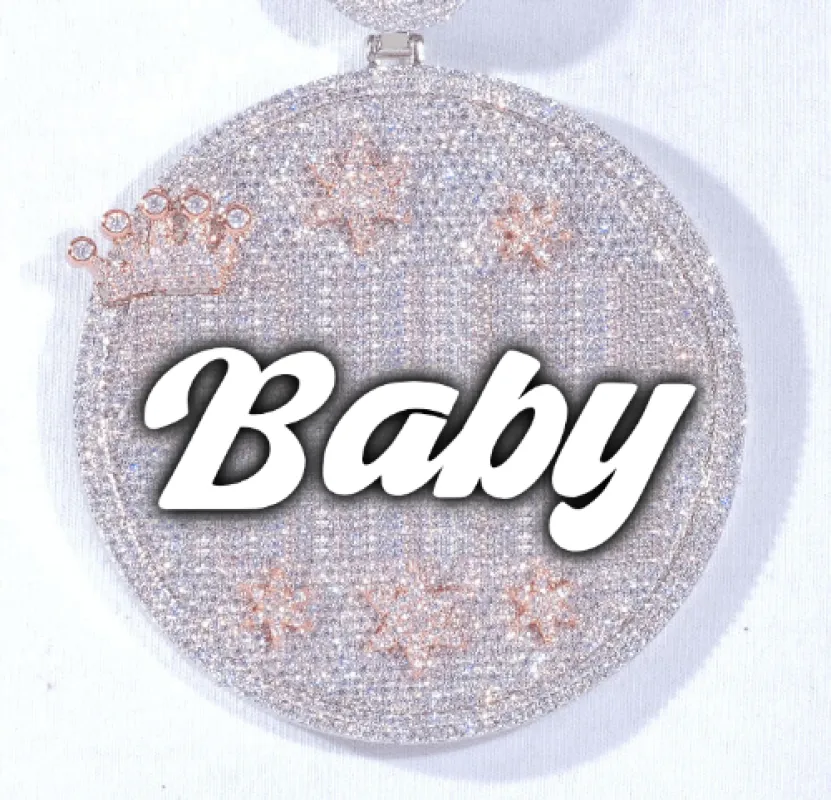 CUSTOM LETTER NECKLACE 3D BIG CROWN DISC sold by The GUU Shop