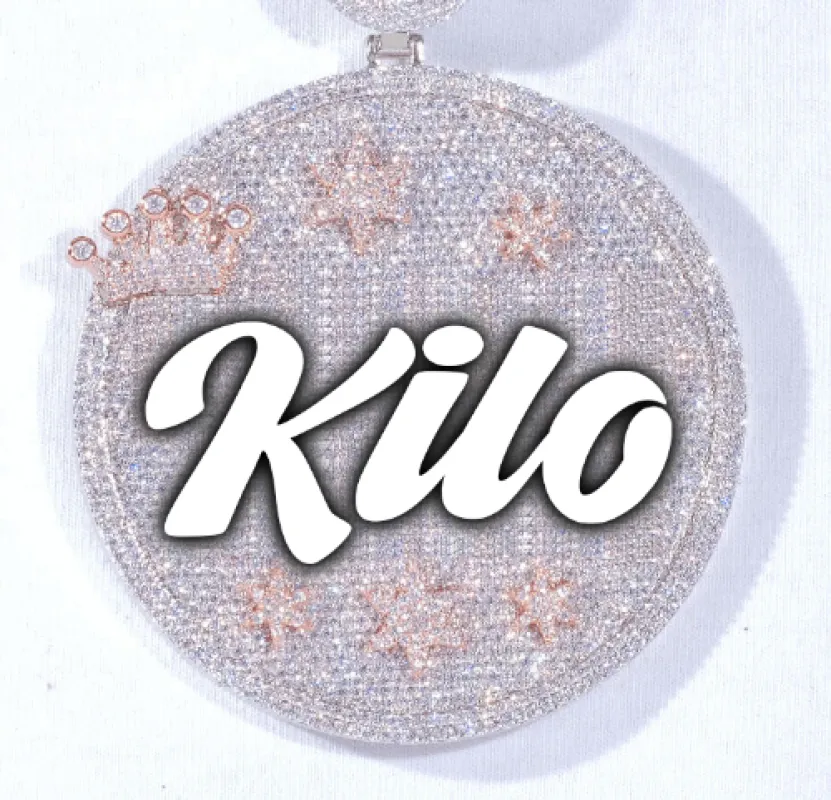 CUSTOM LETTER NECKLACE 3D BIG CROWN DISC sold by The GUU Shop