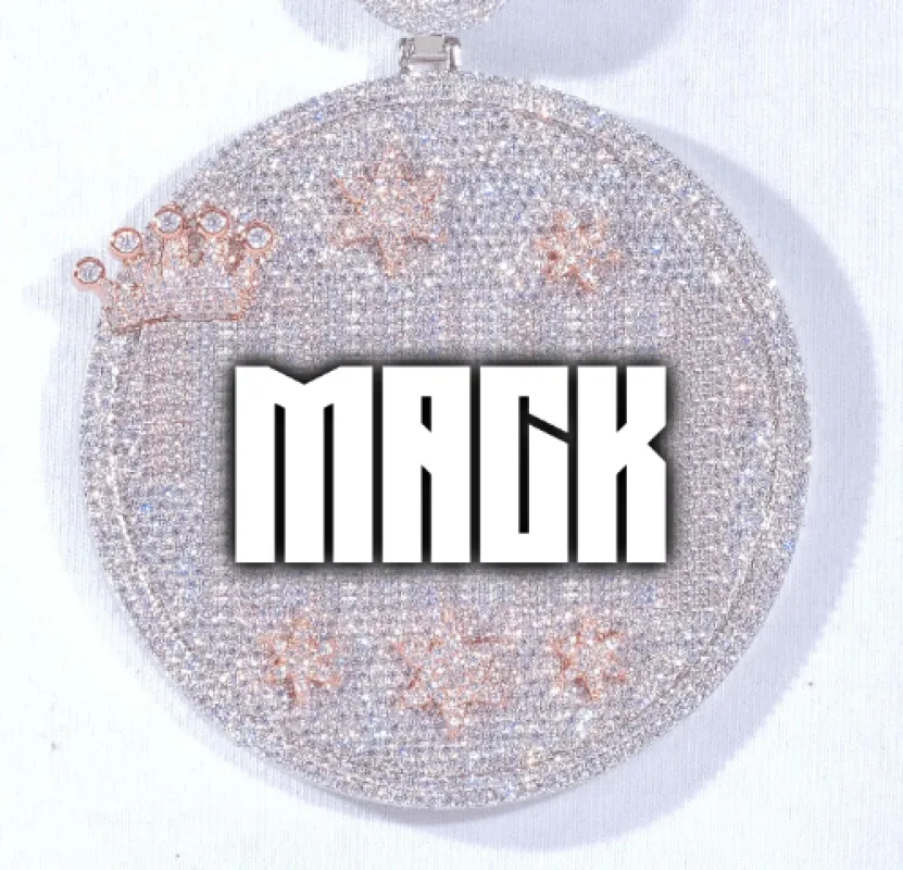 CUSTOM LETTER NECKLACE 3D BIG CROWN DISC sold by The GUU Shop