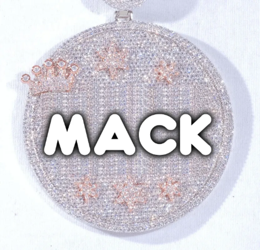 CUSTOM LETTER NECKLACE 3D BIG CROWN DISC sold by The GUU Shop