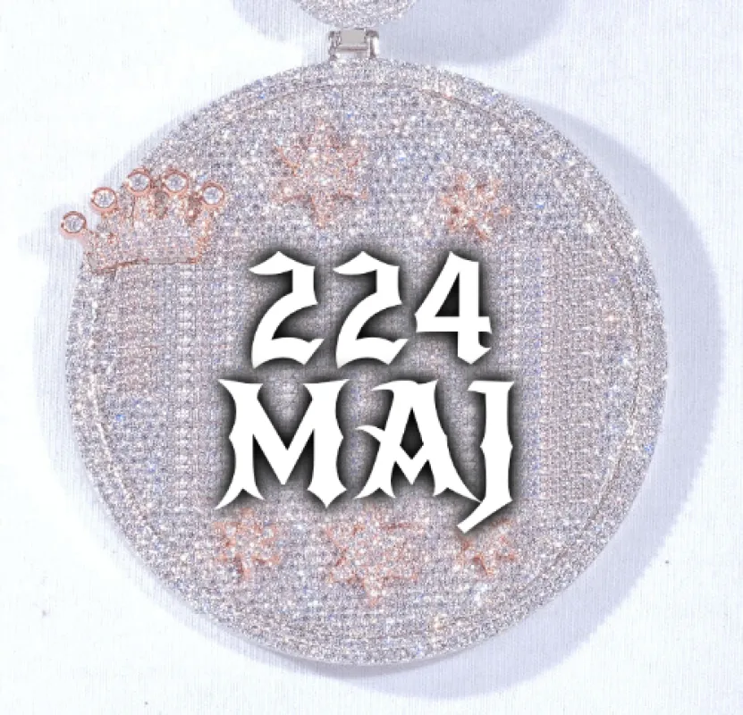 CUSTOM LETTER NECKLACE 3D BIG CROWN DISC sold by The GUU Shop