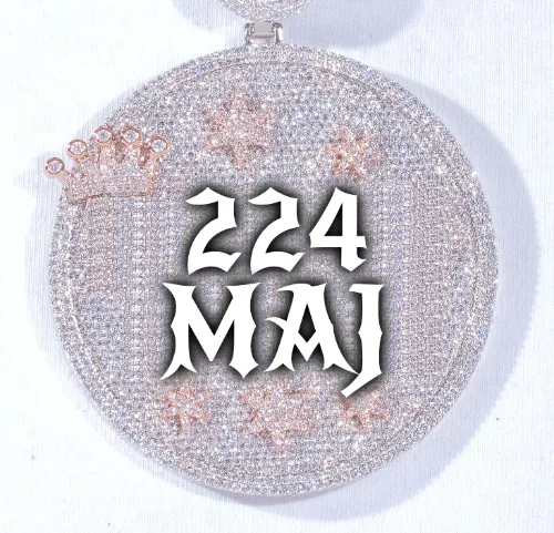 CUSTOM LETTER NECKLACE 3D BIG CROWN DISC sold by The GUU Shop