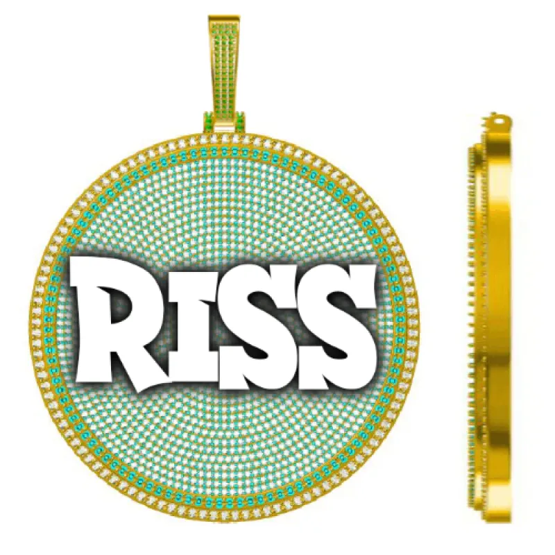 CUSTOM LETTER NECKLACE 3D BIG DISC sold by The GUU Shop