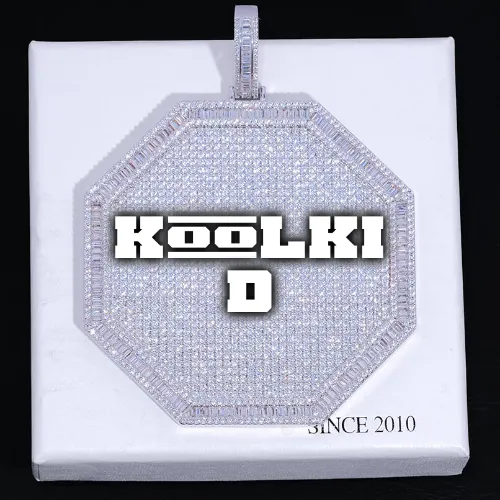 CUSTOM LETTER NECKLACE 3D BIG OCTAGON sold by The GUU Shop