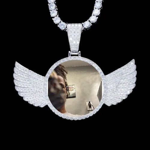 925S & VVS Moissanite 3D Wing Custom Picture Pendant sold by The GUU Shop