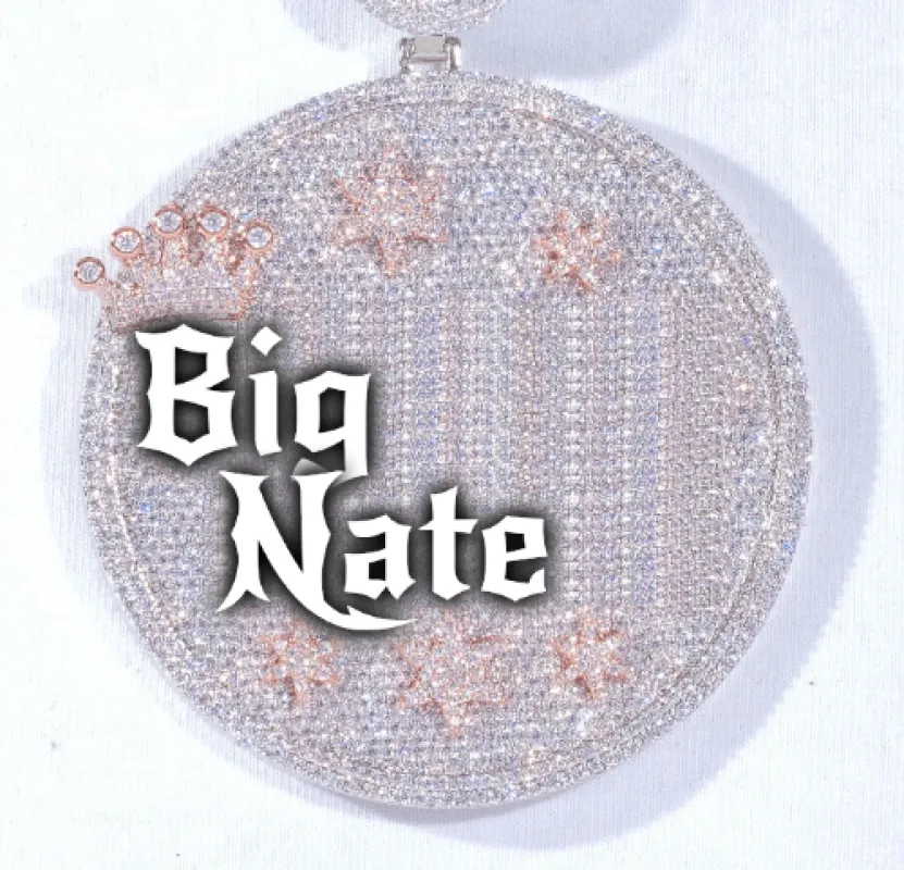 CUSTOM LETTER NECKLACE 3D BIG CROWN DISC sold by The GUU Shop