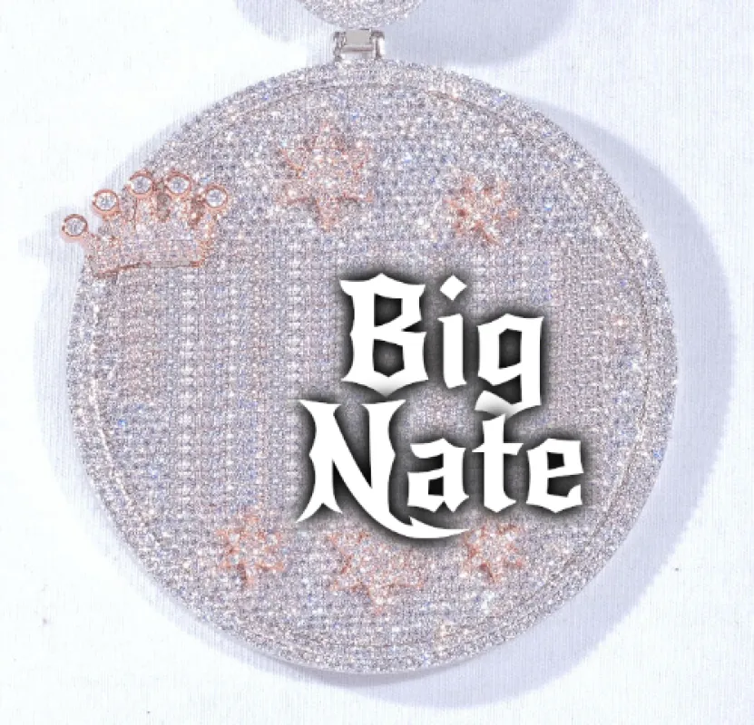 CUSTOM LETTER NECKLACE 3D BIG CROWN DISC sold by The GUU Shop