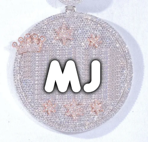 CUSTOM LETTER NECKLACE 3D BIG CROWN DISC sold by The GUU Shop
