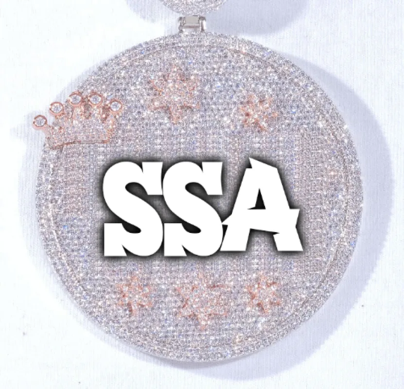 CUSTOM LETTER NECKLACE 3D BIG CROWN DISC made by The GUU Shop