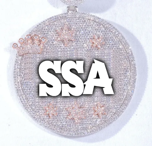 CUSTOM LETTER NECKLACE 3D BIG CROWN DISC sold by The GUU Shop