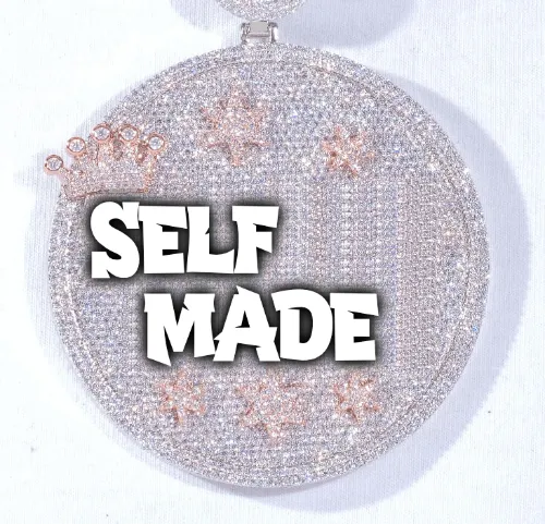 CUSTOM LETTER NECKLACE 3D BIG CROWN DISC sold by The GUU Shop