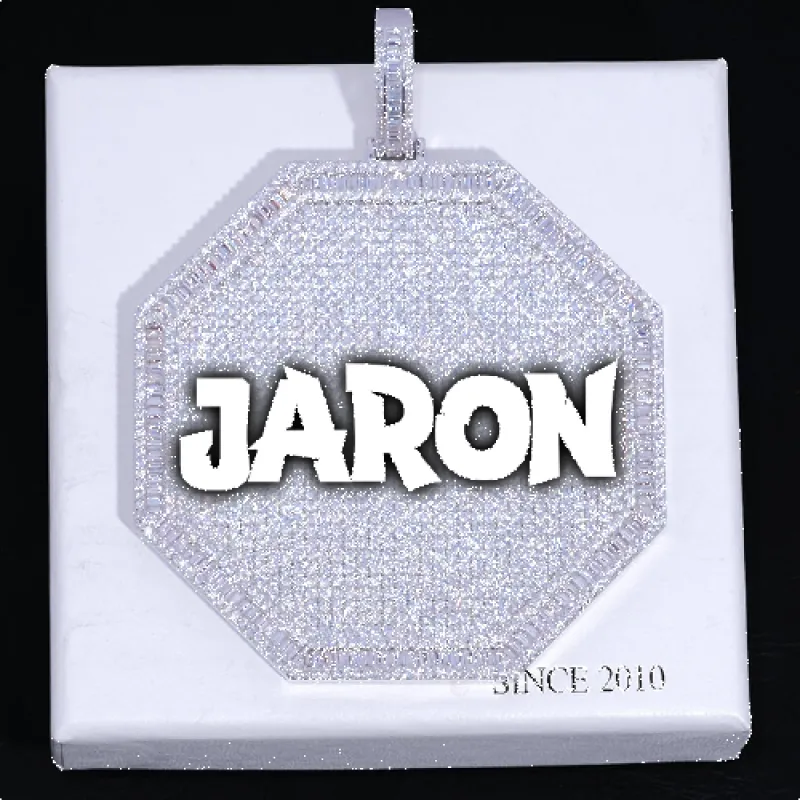 CUSTOM LETTER NECKLACE 3D BIG OCTAGON sold by The GUU Shop