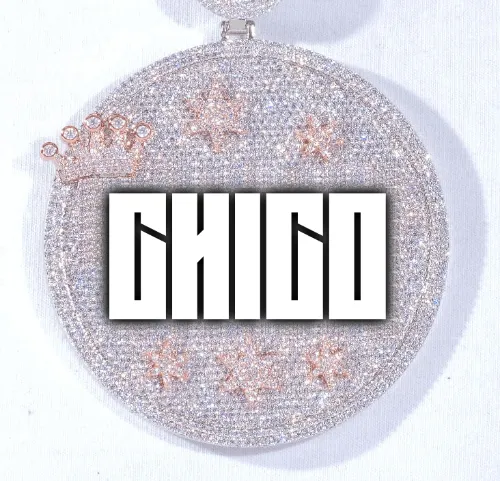 CUSTOM LETTER NECKLACE 3D BIG CROWN DISC sold by The GUU Shop