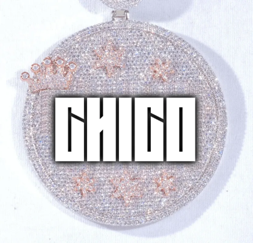 CUSTOM LETTER NECKLACE 3D BIG CROWN DISC sold by The GUU Shop