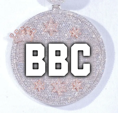 CUSTOM LETTER NECKLACE 3D BIG CROWN DISC sold by The GUU Shop