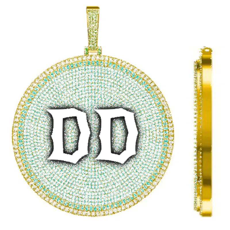 CUSTOM LETTER NECKLACE 3D BIG DISC sold by The GUU Shop