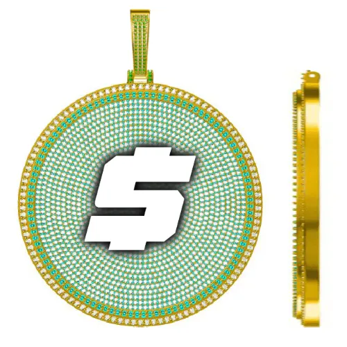 CUSTOM LETTER NECKLACE 3D BIG DISC sold by The GUU Shop