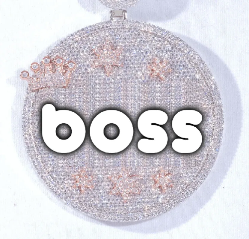 CUSTOM LETTER NECKLACE 3D BIG CROWN DISC sold by The GUU Shop