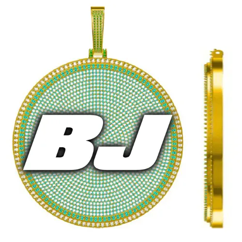 CUSTOM LETTER NECKLACE 3D BIG DISC sold by The GUU Shop